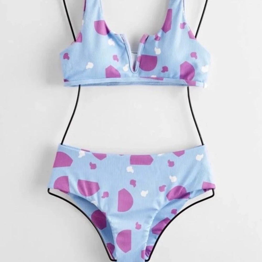 Blue and purple abstract bikini NWT